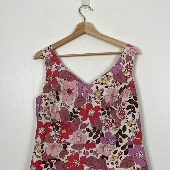 Boden Womens 16R UK Sleeveless A Line Floral V Neck Back Zip Closure Lined Dress - Picture 3 of 11